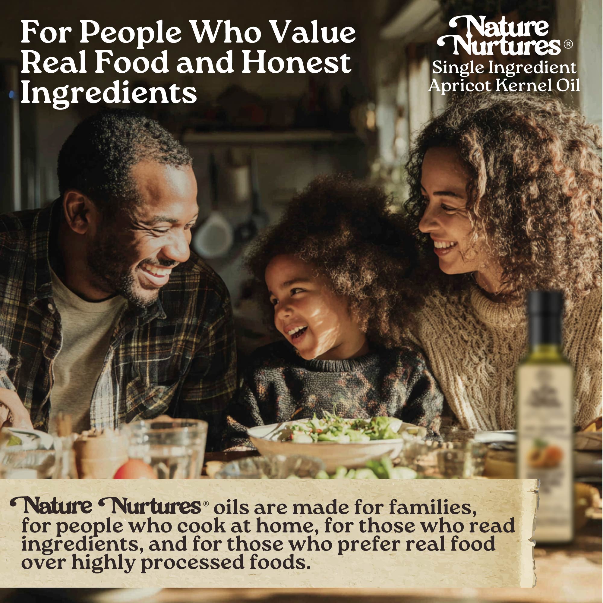 It comes back to the table, for people who value real food and honest ingredients, for families who cook at home, read labels, and choose real over highly processed, where single ingredient apricot kernel oil becomes part of everyday meals made with intention, the kind of meals that stay in memory longer than expected.
