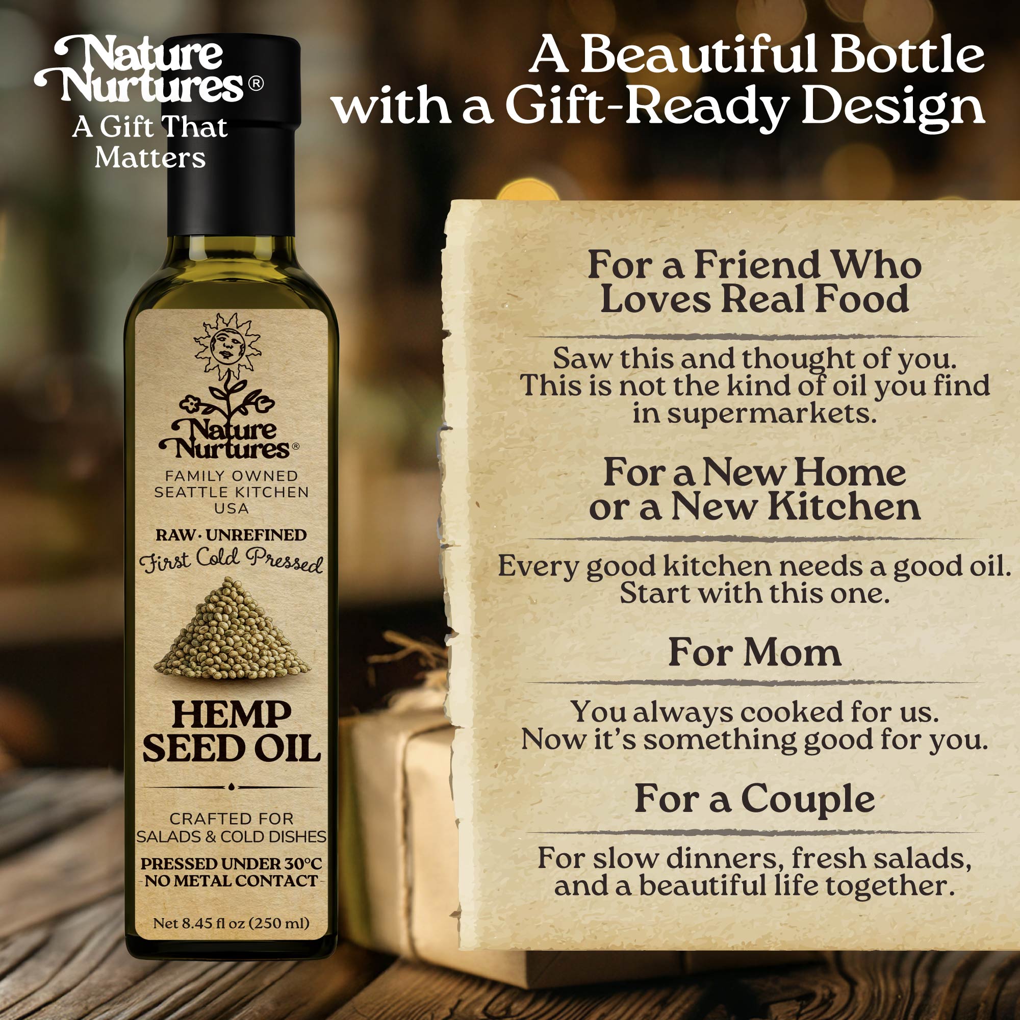 In the end, it becomes more than a bottle, it becomes something you give, like when someone says, “This one tastes fresh, try it on a salad,” or brings it to a new home with, “Keep this in your kitchen,” or shares it with someone close saying, “You’ll feel how clean this is.” It becomes part of simple meals, quiet dinners, and moments that stay with you.